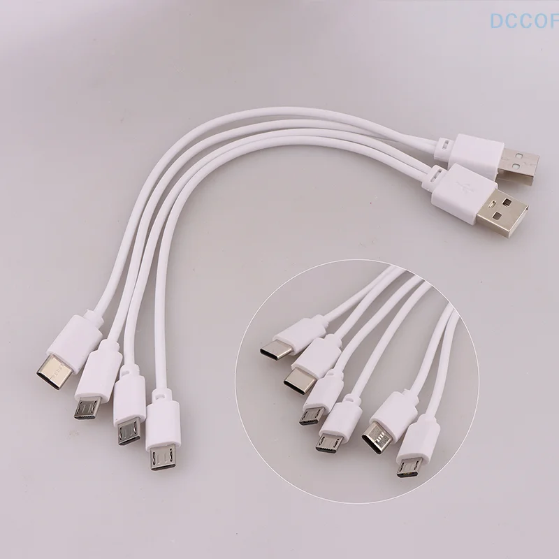 1Pc 2 in 1 USB Male to Micro USB/Type-C Splitter Data Transfer Charging Cable for for Android Smartphones Tablet Dual Micro USB