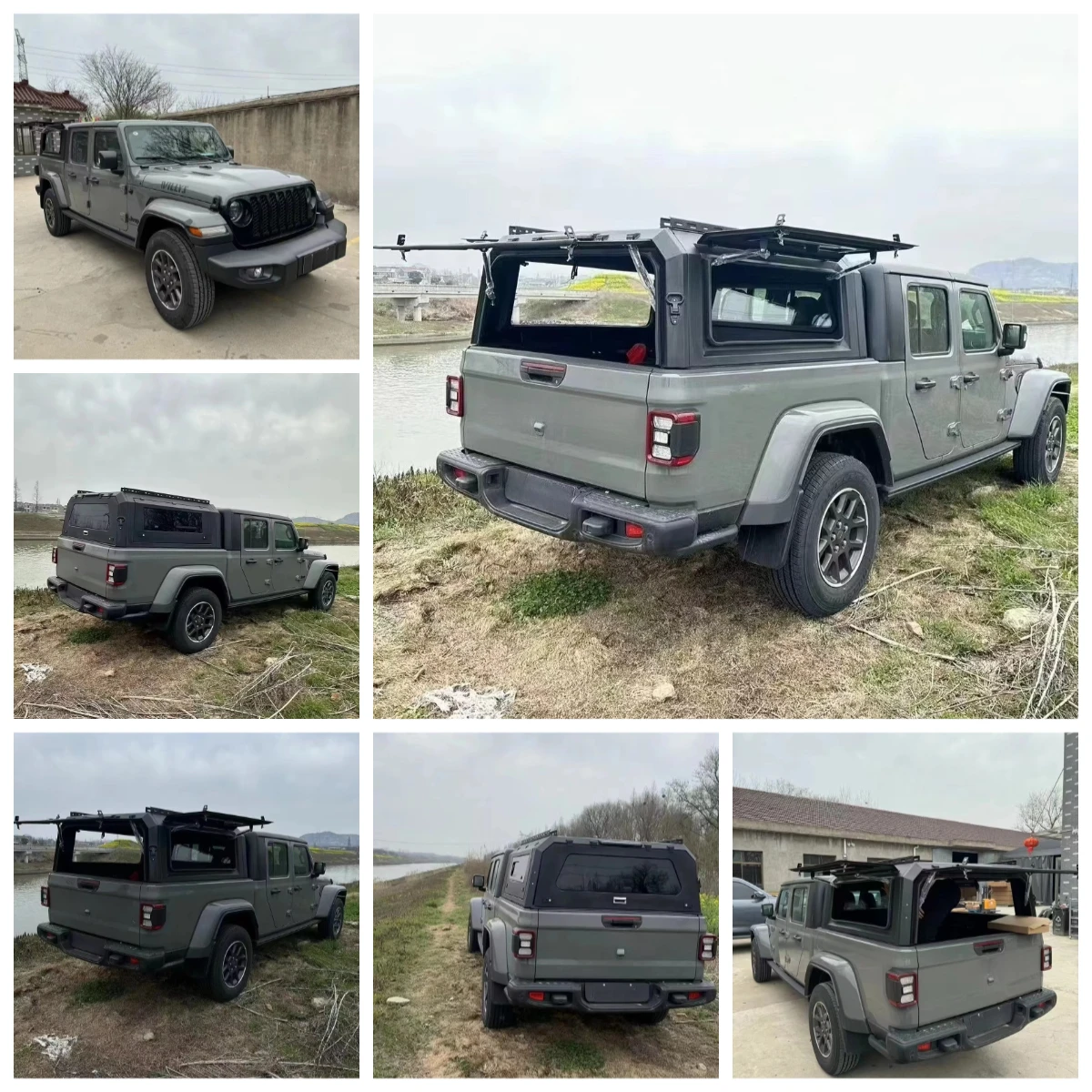 

Material With Sliding Window Pickup Camper Hardtop Truck Topper Bed Canopy for jeep Gladiator Bed Cap in Stock