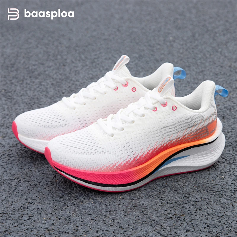 Baasploa Vrouwen Professionele Sportschoenen Ademend Lichtgewicht Loopschoenen Vrouwen Rebound Marathon Carbon Plaat Casual Sneakers