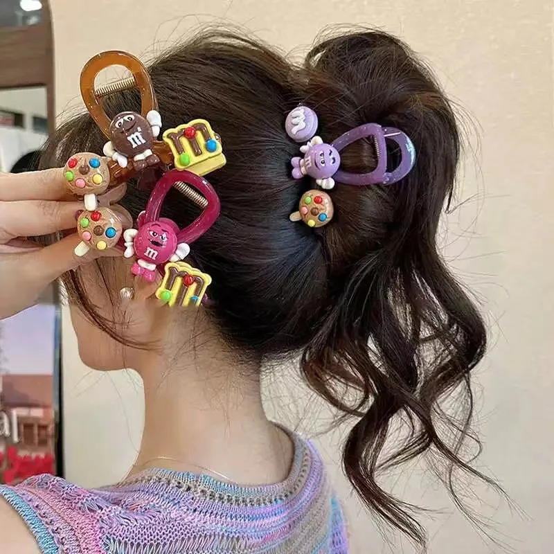 

Summer Colourful Biscuit m Bean Cartoon Hair Clip Women's Back of the Head Grab Clip Fashion Cute Hundred Hair Accessories