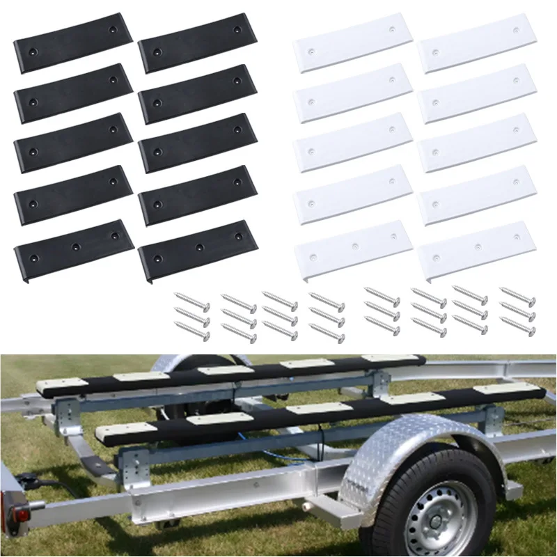 Boat Trailer Bunk Slide Pads 10 Pcs Black 3x10 Inch Bunk Slides Nylon Marine Trailer Accessories for Boat Yacht