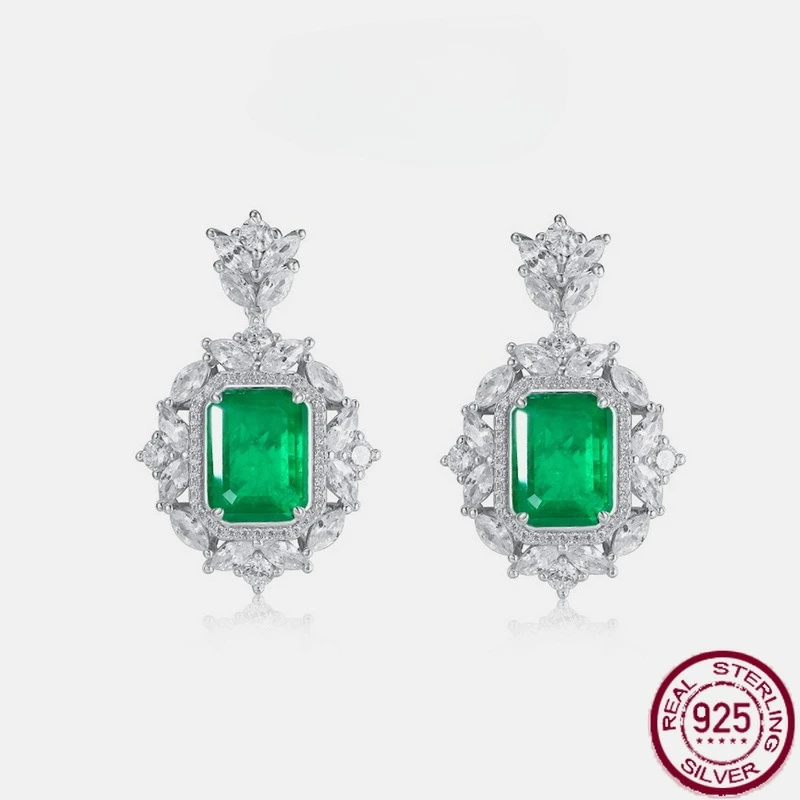 

Новые серьги из чистого серебра 925 пробы для бабушки, зеленые красочные ювелирные изделия, серьги из зеленого стекла в стиле ретро, роскошные европейские и американские свадебные украшения