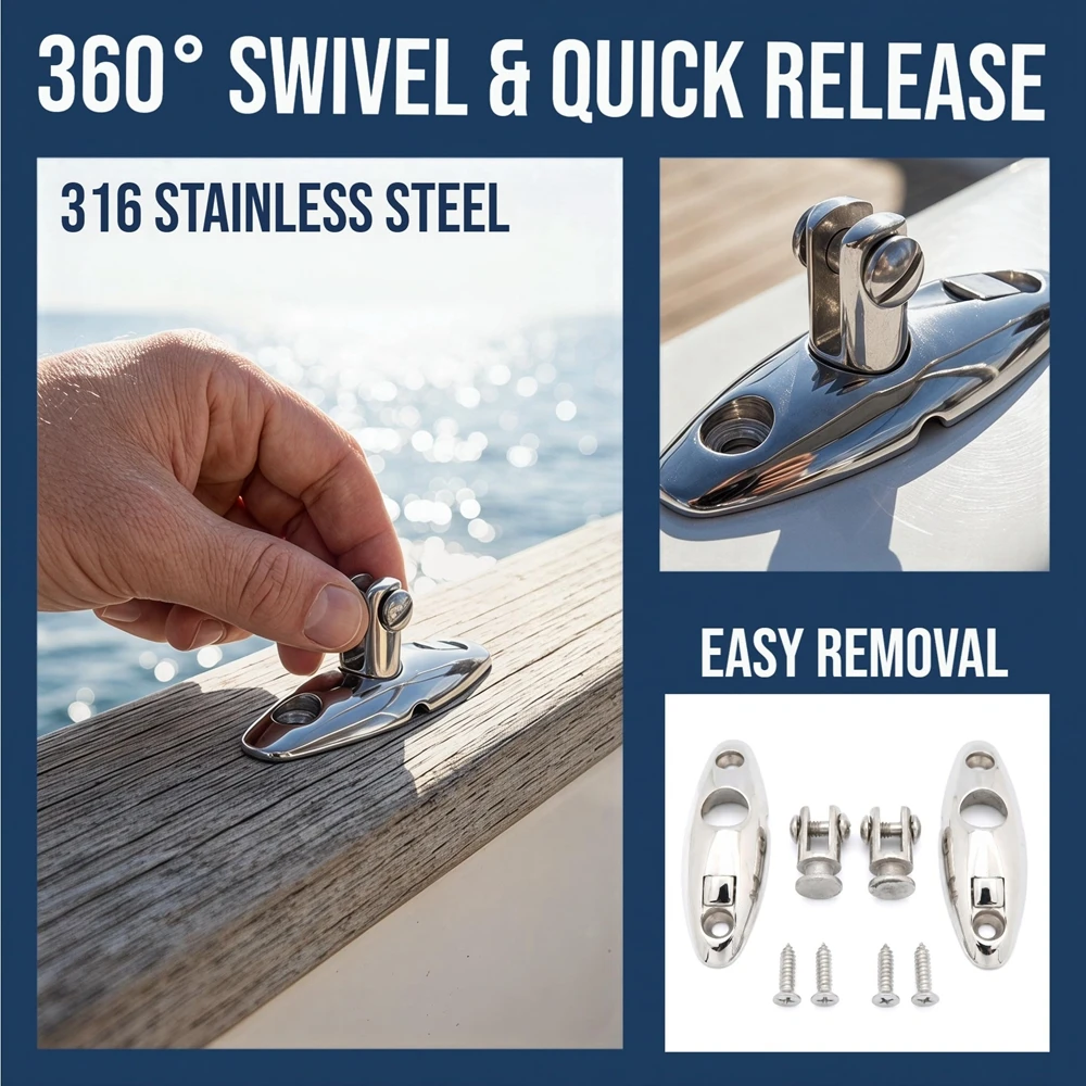316 Stainless Steel Quick Release Bimini Top Swivel Hinge Deck Side Mount Marine Hardware Deck Hinge Mount