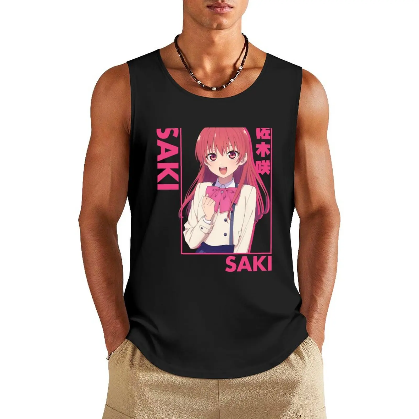 Saki Saki - Kanojo mo Kanojo - Portrait Tank Top Gym man mens clothing