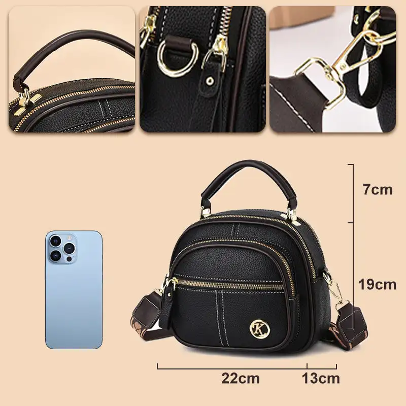 Classic Multifunctional Compartments Adjustable Wide Shoulder Strap PU Leather Crossbody Bag