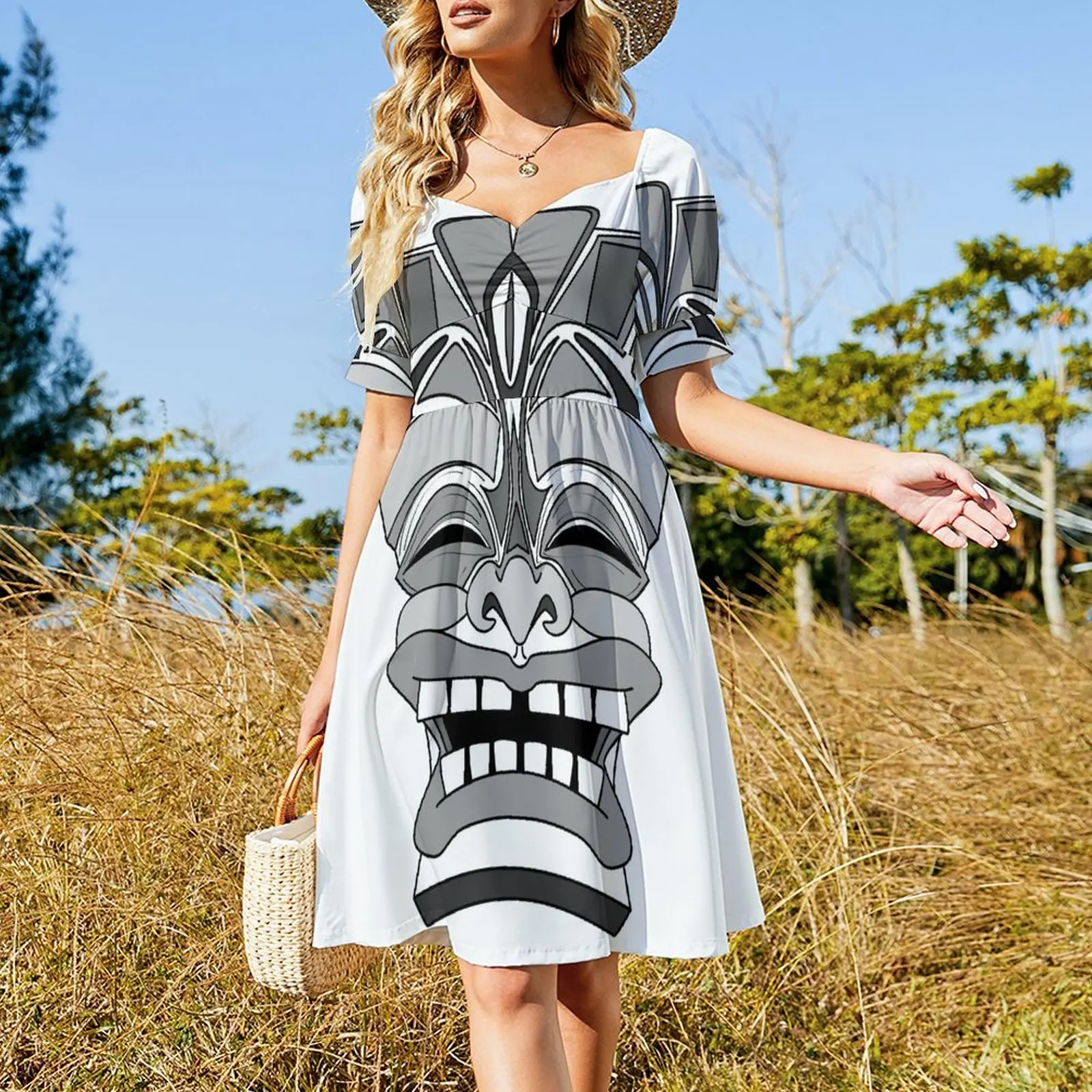 Smiling Tiki-Mask Sleeveless Dress dresses summer woman 2024 Clothing Casual dresses birthday dress for women