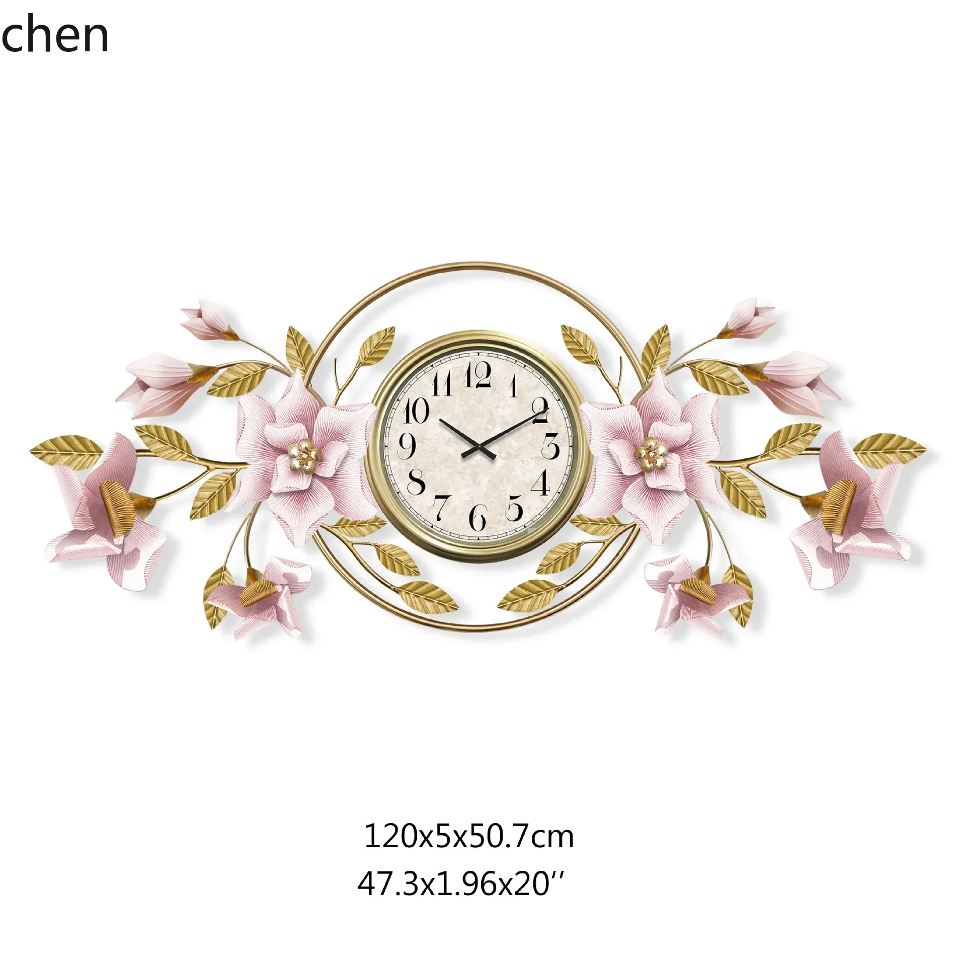 

HT New Chinese Style Ginkgo Leaf Iron Art Hollow Fashion Wall Clock Silent Wall Timepiece for Living Room