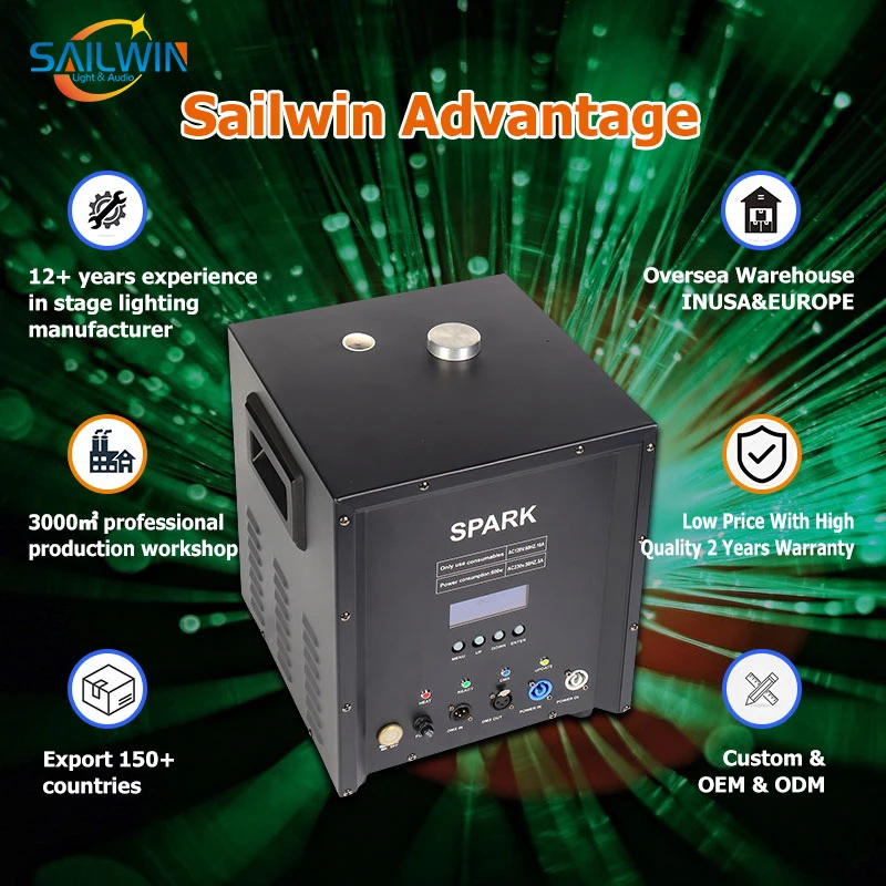 SAILWIN 900 واط آلة شرارة الباردة DMX الألعاب النارية اللامعة مع جهاز التحكم عن بعد 900 واط آلة سباركولر لحفل الزفاف