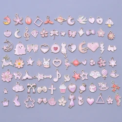 Random Mix Pink Girl Enamel Charms For Jewelry Making Supplies Cute Animal Moon Flower Heart Pendant Charm DIY Bracelet Earrings