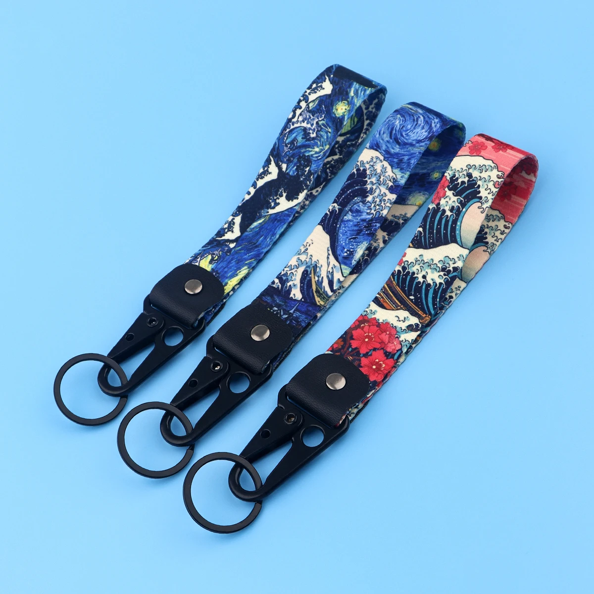 Van Gogh Art Eagle Beak Keychain Short Lanyard Used In Phone Rope Badge Holder Pendant Key Chain Sakura Keyrings Friend Gifts