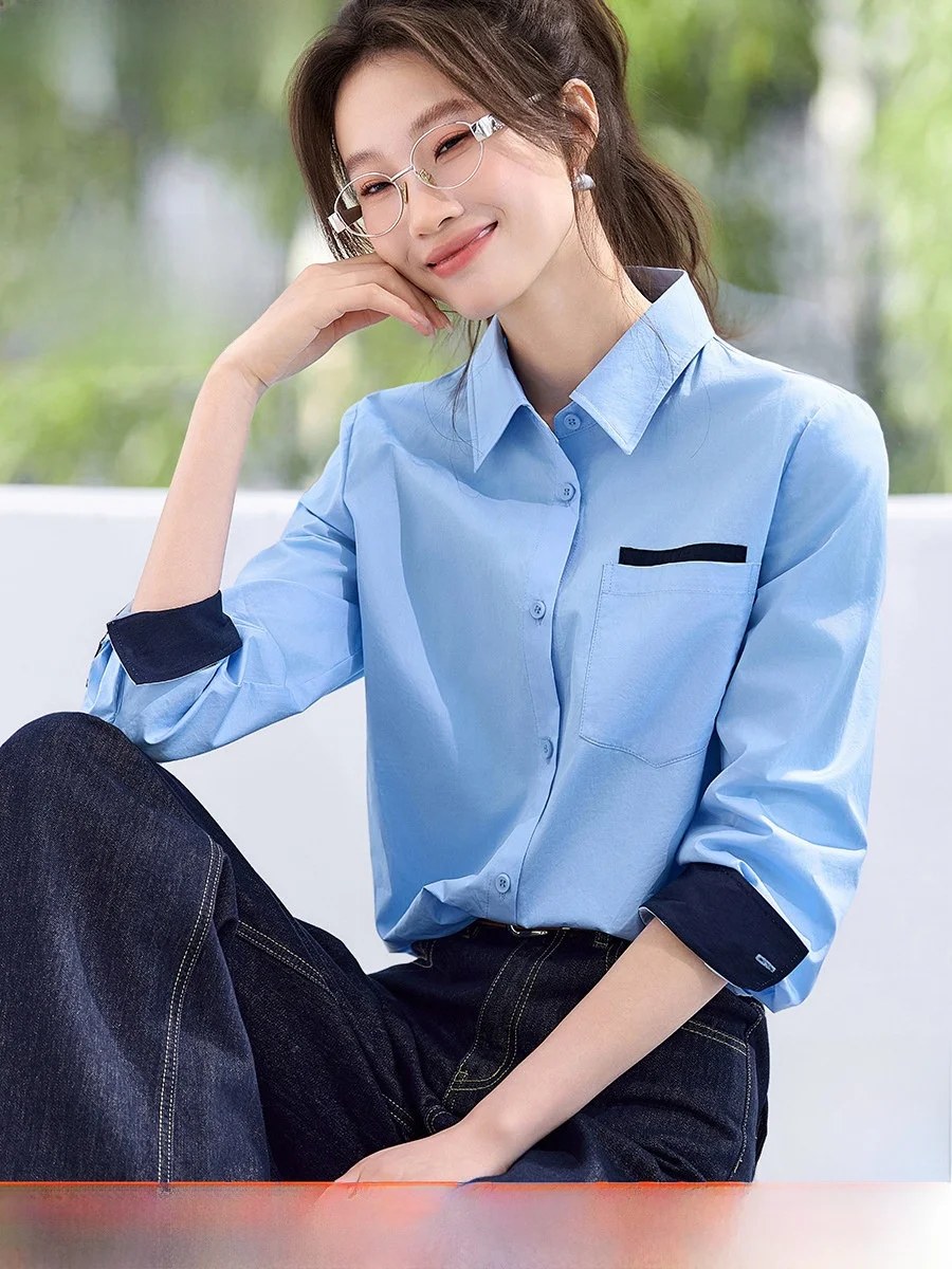 

Женская многослойная рубашка Mehaime Commuter с длинным рукавом, новая весенняя модель, дизайн в стиле пэчворк, простой хлопковый материал, дышащая, удобная.