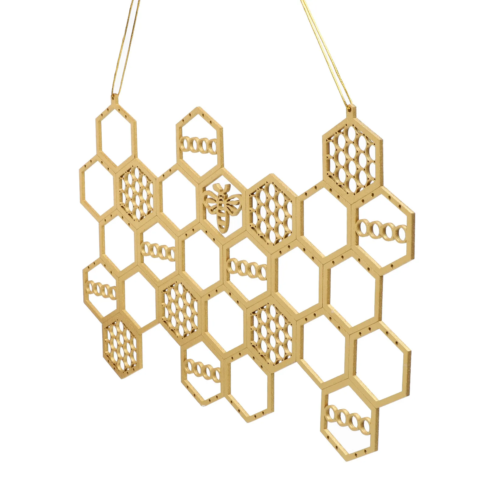 Handcrafted Wooden Earring Holder Display Stand Honeycomb Pattern Jewelry Rack for Desktop Wall Mount Decoration and Retail