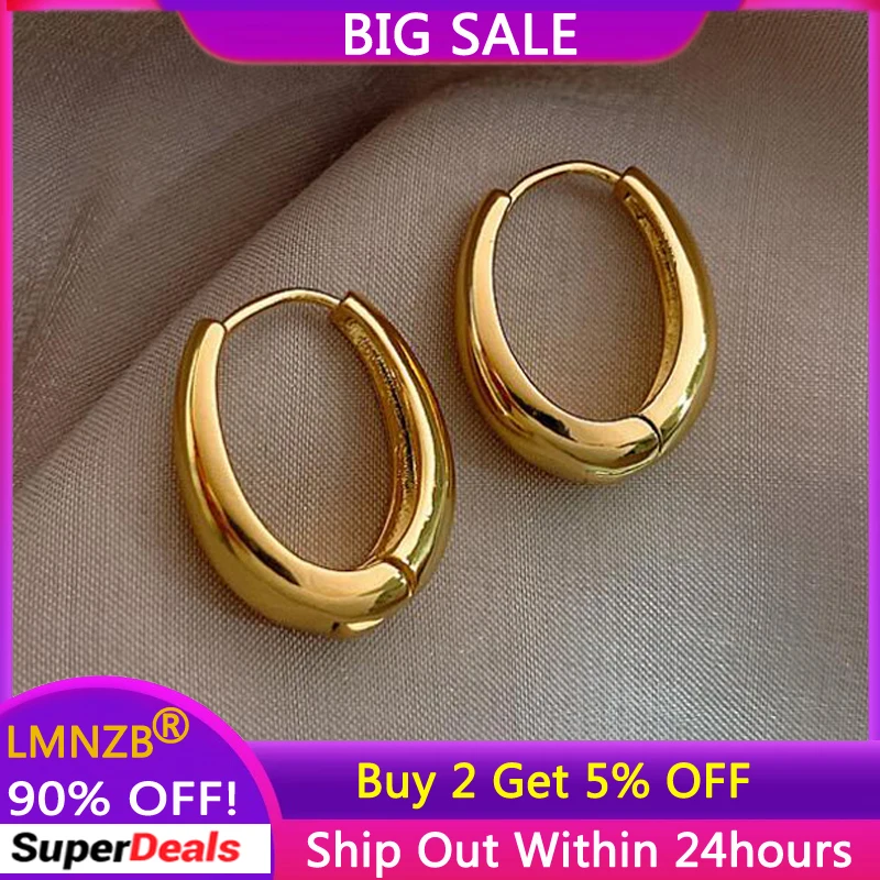 2022 New Classic Golden Smooth Metal Hoop Earrings For Woman Fashion Korean Jewelry Temperament Girl's Daily Wear Earring NE02