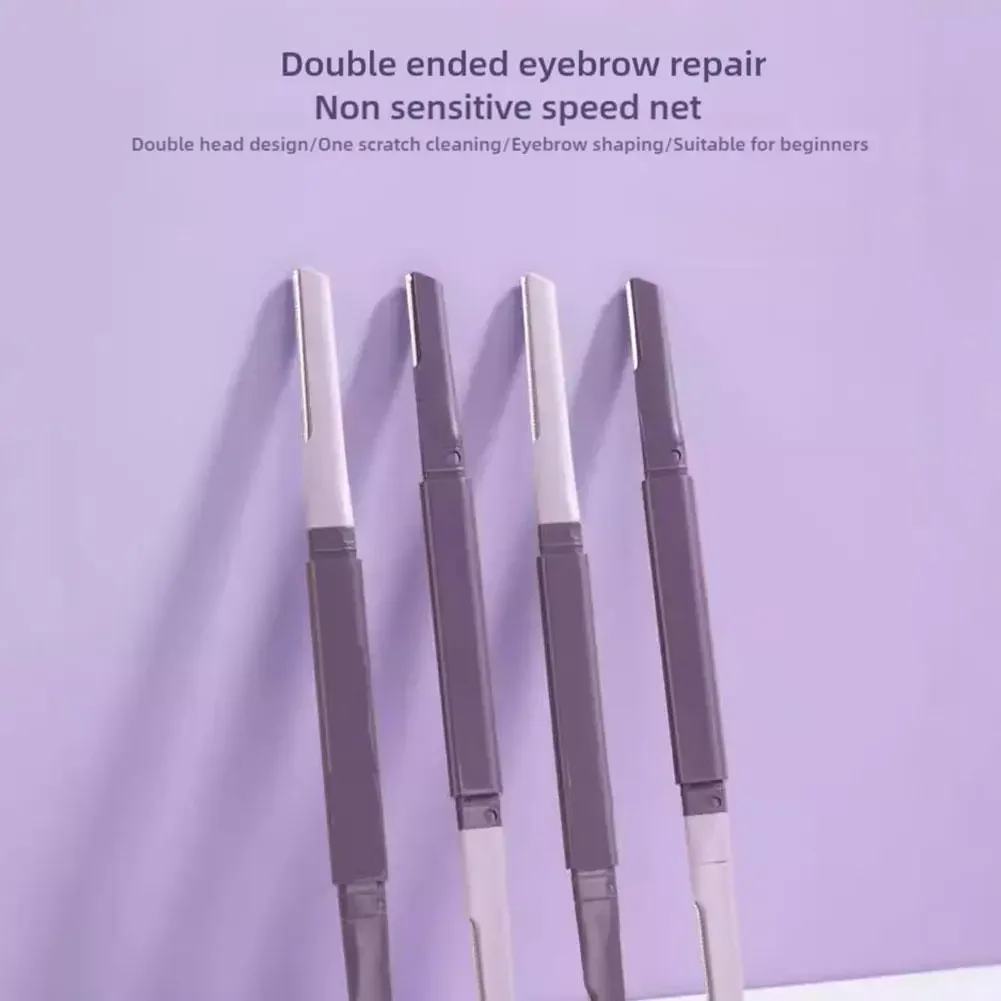 2 in 1 眉毛トリミングナイフ安全で使いやすい眉メイク美容ポータブルツール眉毛シェービングカミソリ初心者
