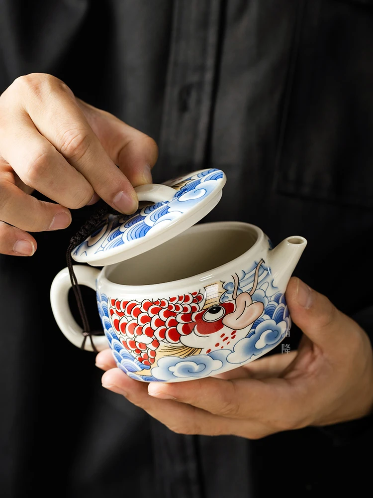 Chinese Style Large Mouth Teapot Good-looking Teapot Household Ceramic Chinese Style Single Teapot Kung Fu Tea Set