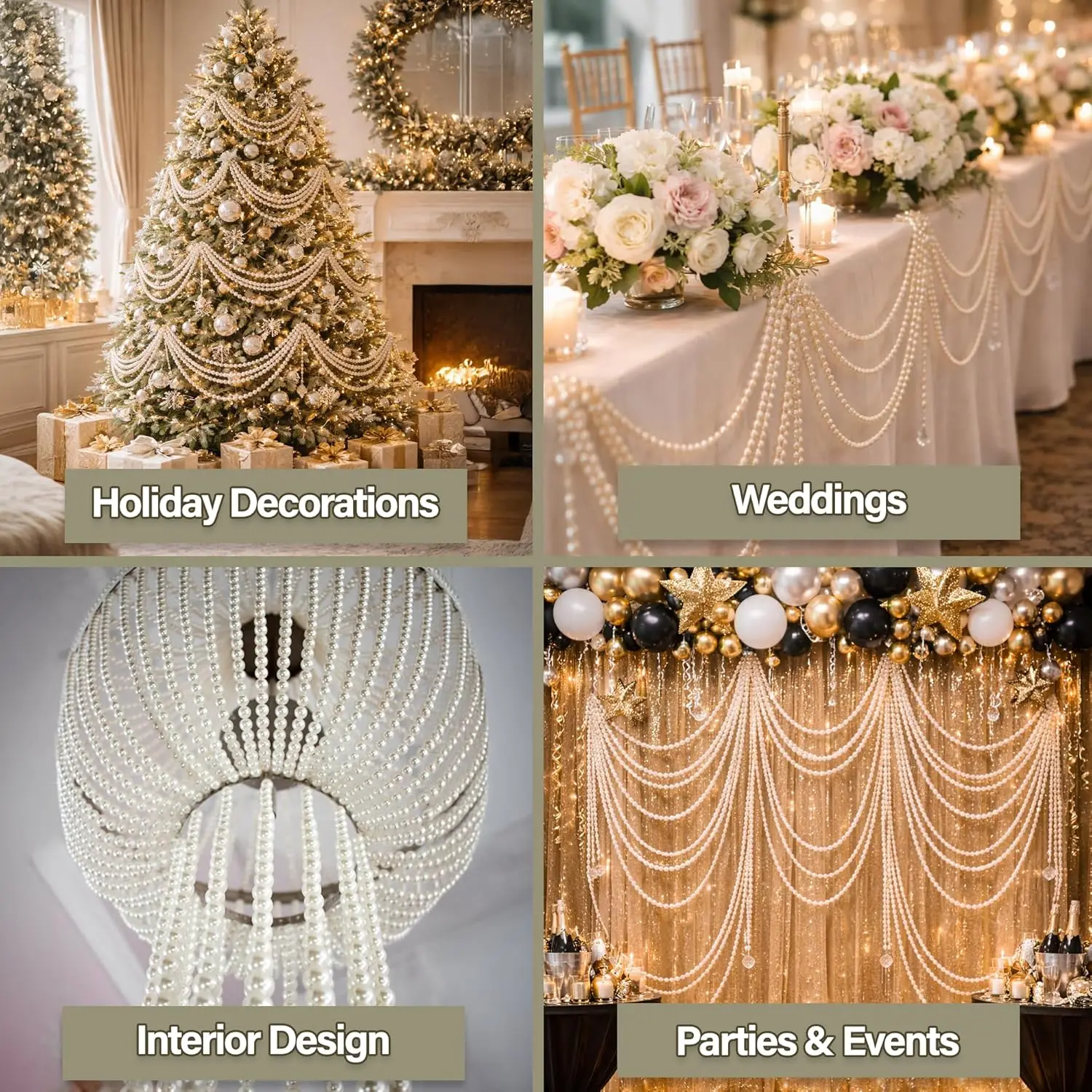 1-5 Meters 3-10mm Fishing Line Artificial Imitation Pearl Round Beads Chain For Wedding Bridal Bouquet Flower Decoration