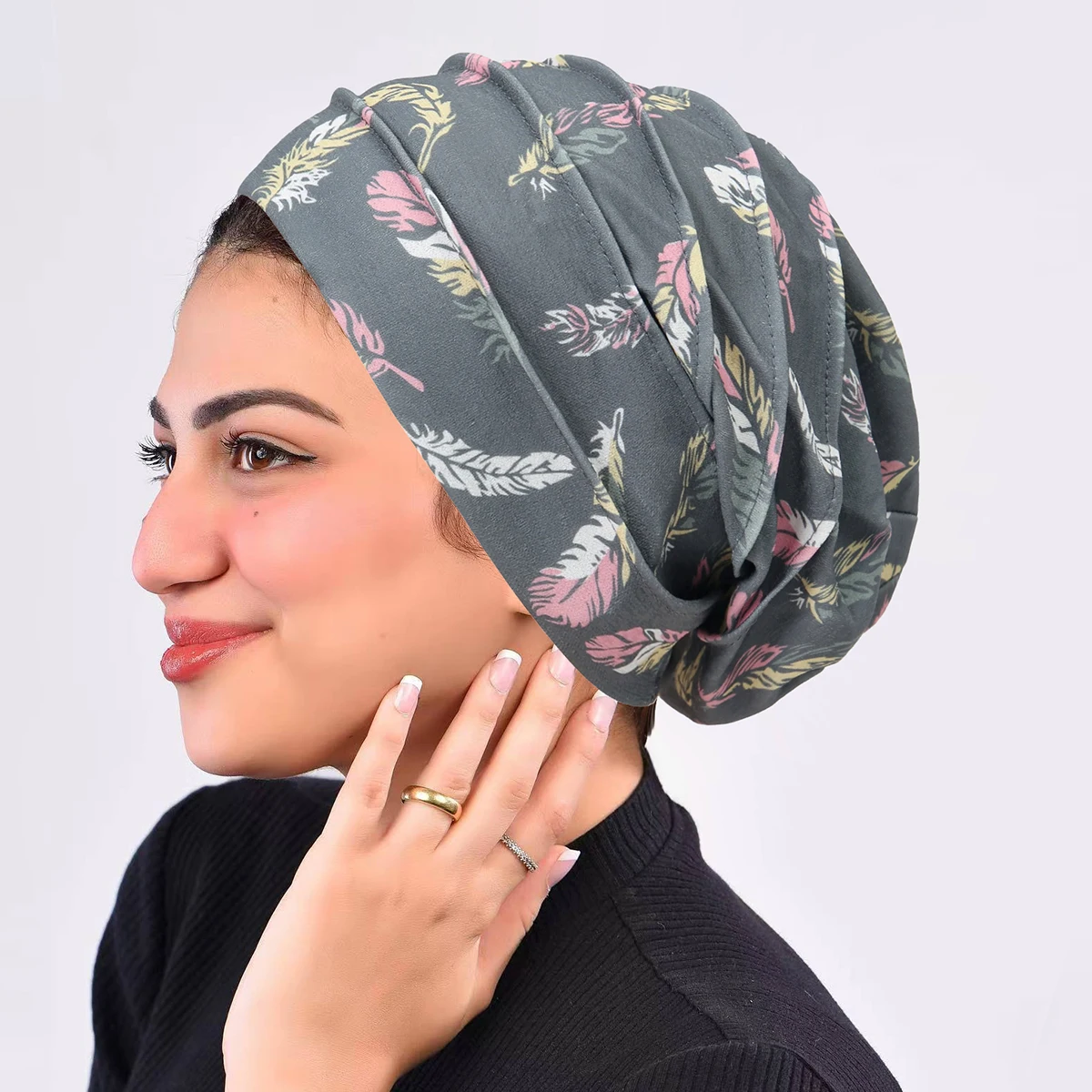 

Trendy Printed Night Cap Soft Strech Muslim Women Hijab Bonnet Sleeping Cap Ladies Headscarf Convenient Hat Wrap