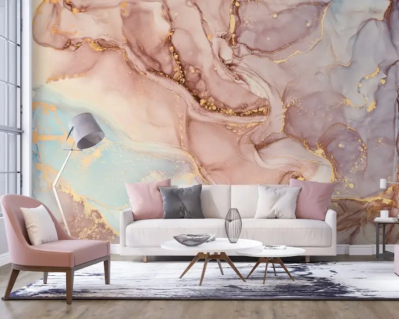 Marble Art Wallpaper Peel and Stick Abstract Wall Mural