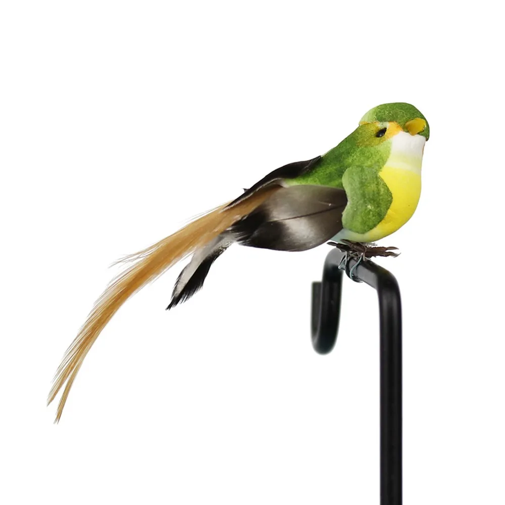 12Pcs 4Inch Artificial Birds Multicolor Foam Feather Material Fake Birds Hummingbird Birdie Feather Birds Christmas Party