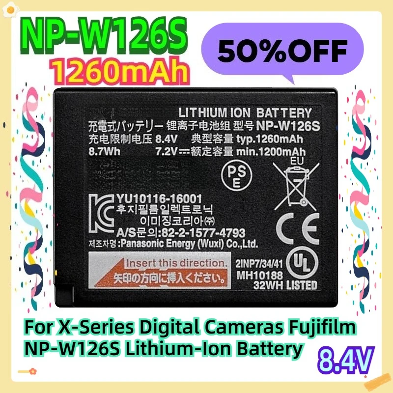 

For X-Series Digital Cameras Fujifilm NP-W126S 8.4V 1260mAh Lithium-Ion Battery
