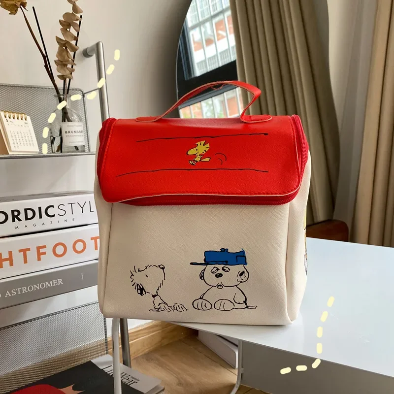 Snoopy Cartoon borsa cosmetica di grande capacità borsa da viaggio in pelle Pu per donna borsa da viaggio per ragazze impermeabile carina regalo di