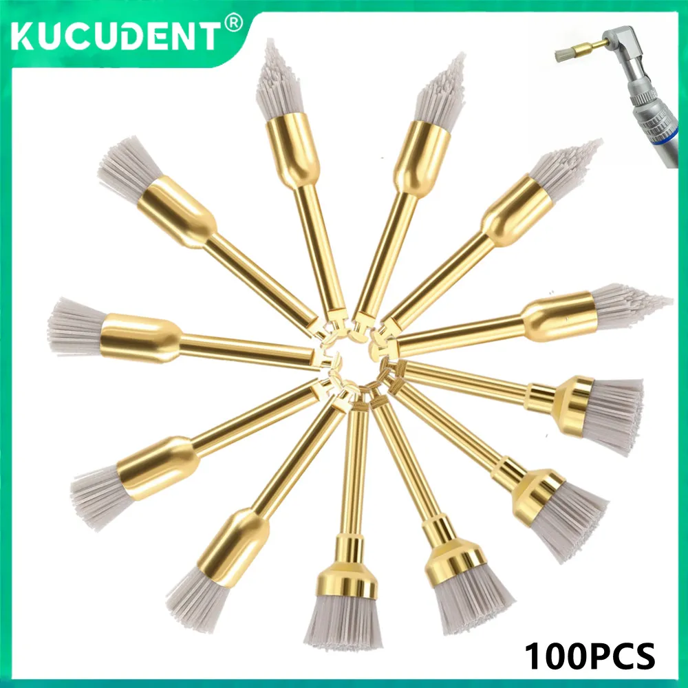 

100PCS Dental Polishing Brush Alumina Prophy Brushes for Contra Angle Handpiece RA 2.35mm Goat Hair Polisher Resin Polish Wheel