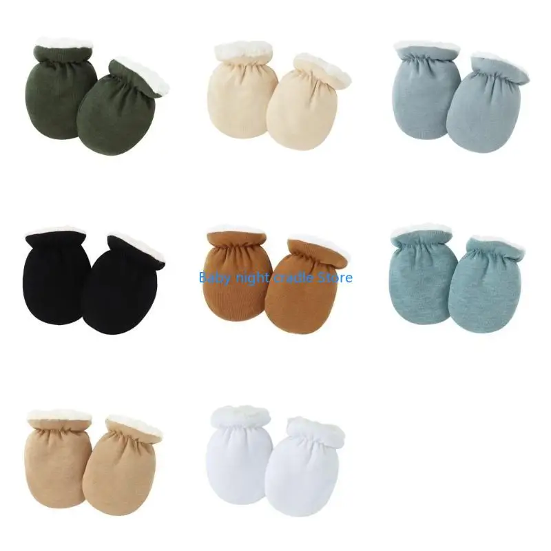 

J2FF 1 Pair Baby Warm Gloves Anti-grab Mittens Thicken Lamb Wool Gloves Scratch Proof Mittens for 0-1 Year Boys Girls
