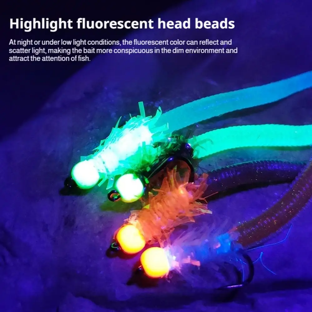 Luminous Simulated Earthworms Bait Glowing Soft Worms Fishing Lures Fly Fishing Flies Hook For Rainbow Trout Creek Trout Catfish view 3