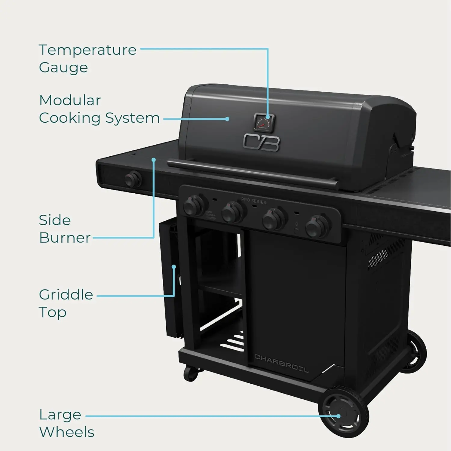 Infrared Technology 4-Burner Propane Gas Grill Cabinet with Side Burner