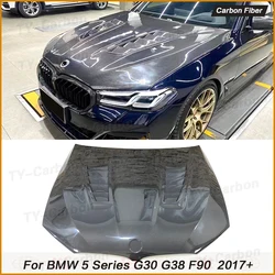 For BMW 5 Series G30 G38 M5 F90 Real Carbon Fiber Hood Engine Cover Hood Car Headliner V Style Car Accessories bodykit FRP