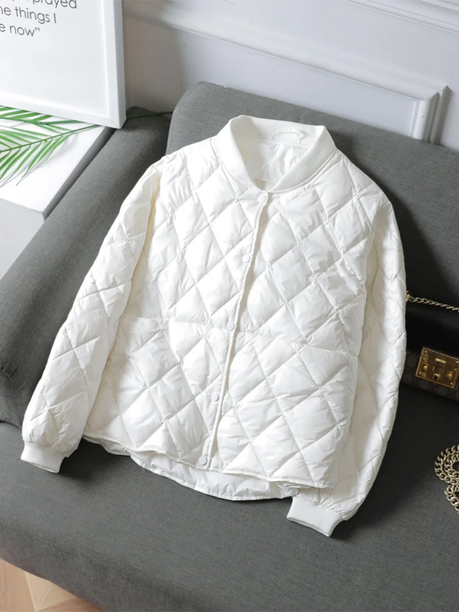 경량 푸퍼 재킷 여성용 짧은 코튼 재킷 경량 다이아몬드 느슨한 야구 스타일 슬리밍 가을 겨울 코트