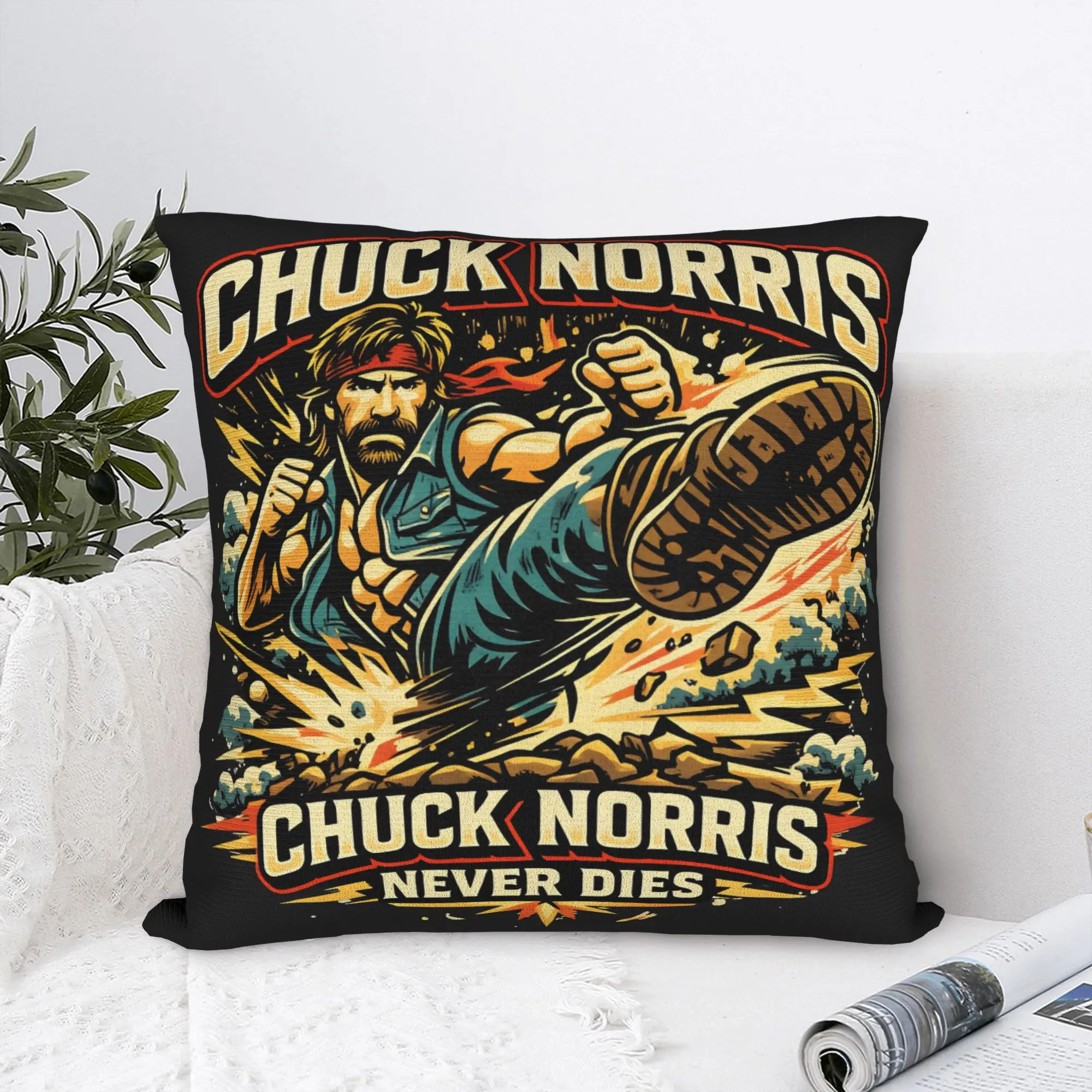 Chuck Norris 1940-2026 Pillow Case  Graphic Pillow Cover For Sofa Bedroom Home Decor Retro Trendy Pillowcases