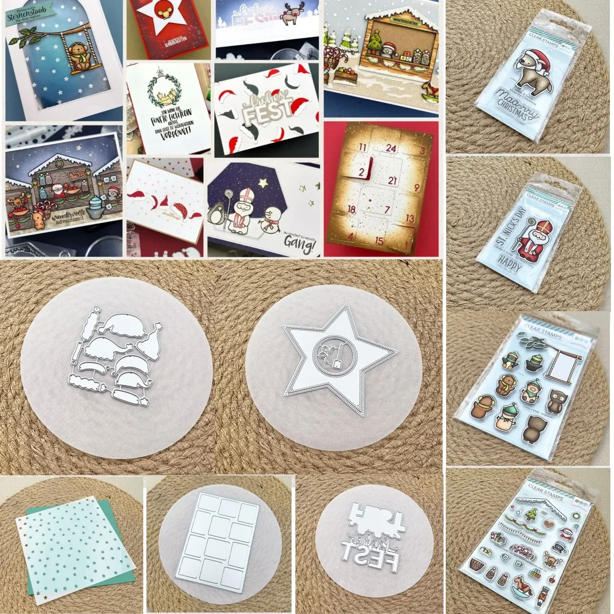 

Christmas Hats Santa Claus Star Door Clear Stamps Metal Cutting Dies Stencil DIY Decorating Scrapbook Paper Card Craft