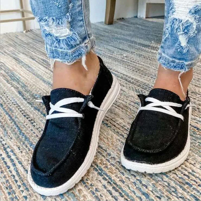 Women Canvas Shoes Summer Fashion Breathable Flat Shoes Casual Loafers Sneakers Women Walking Sports Shoes Size 43 WSH4461