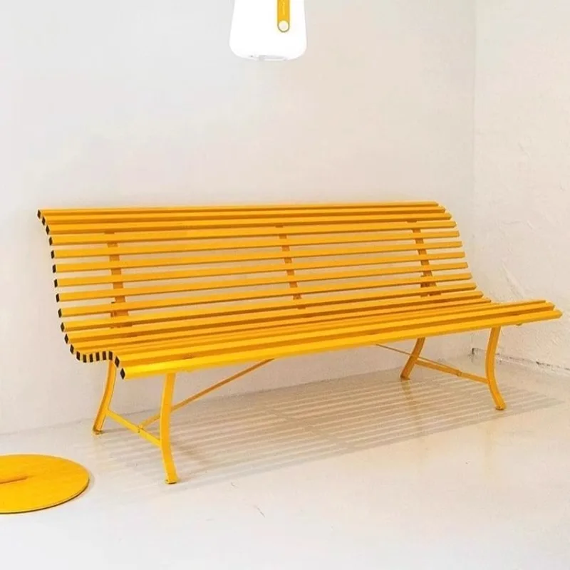 Long Backrest Leisure Chair Dopamine Color Outdoor Park Patio Terrace Coffee Milk Tea Shop Bench