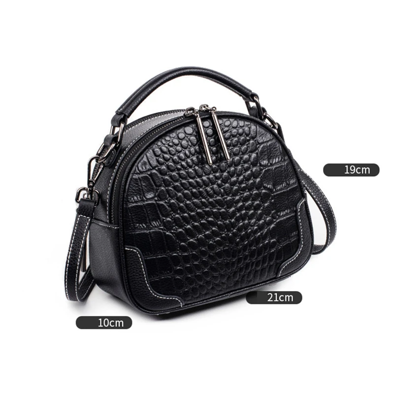 MOTAORA Women Crocodile Shoulder Bag 2024 New Genuine Leather Top-handle Bag Ladies Luxury Design Small Round Bags For Female