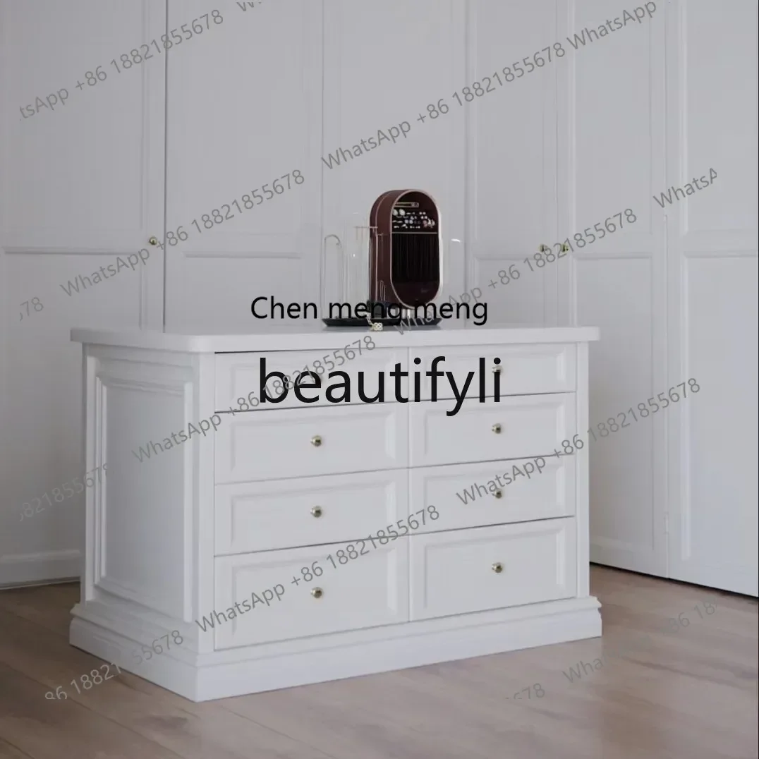 zqxAmerican cream style cloakroom solid wood middle island cabinet simple modern jewelry display cabinet bedroom chest cabinet