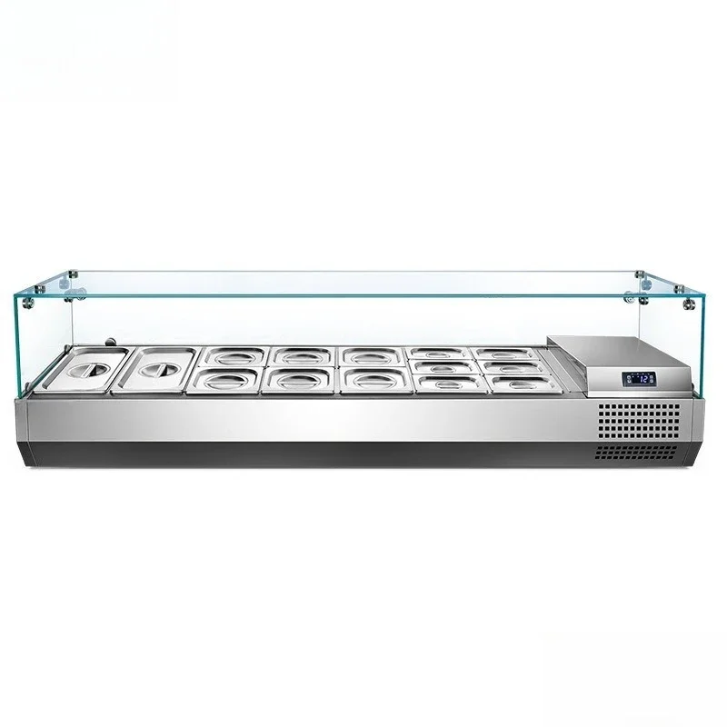 Commercial fresh-keeping desktop refrigerated display cabinet, salad table desktop pizza console