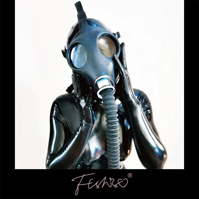 Ftshist Silica Gel Gas Mask Fetish Latex Rubber Mask Hood Breath Control Conquer Choking Headgear Cosplay Costume Party Wear