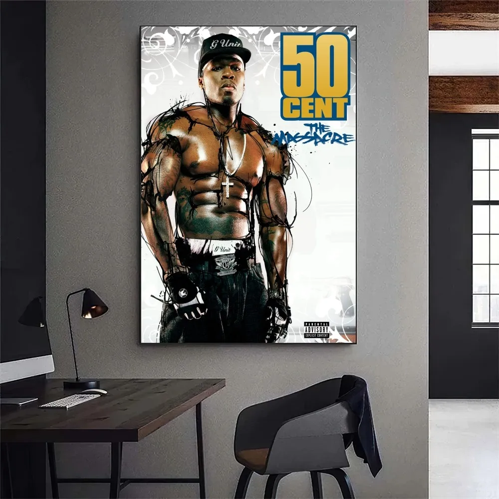 50cent Rapper Poster Gallery Prints Self Adhesive Home Decor Decoration Wall Decals Living Room Sticker