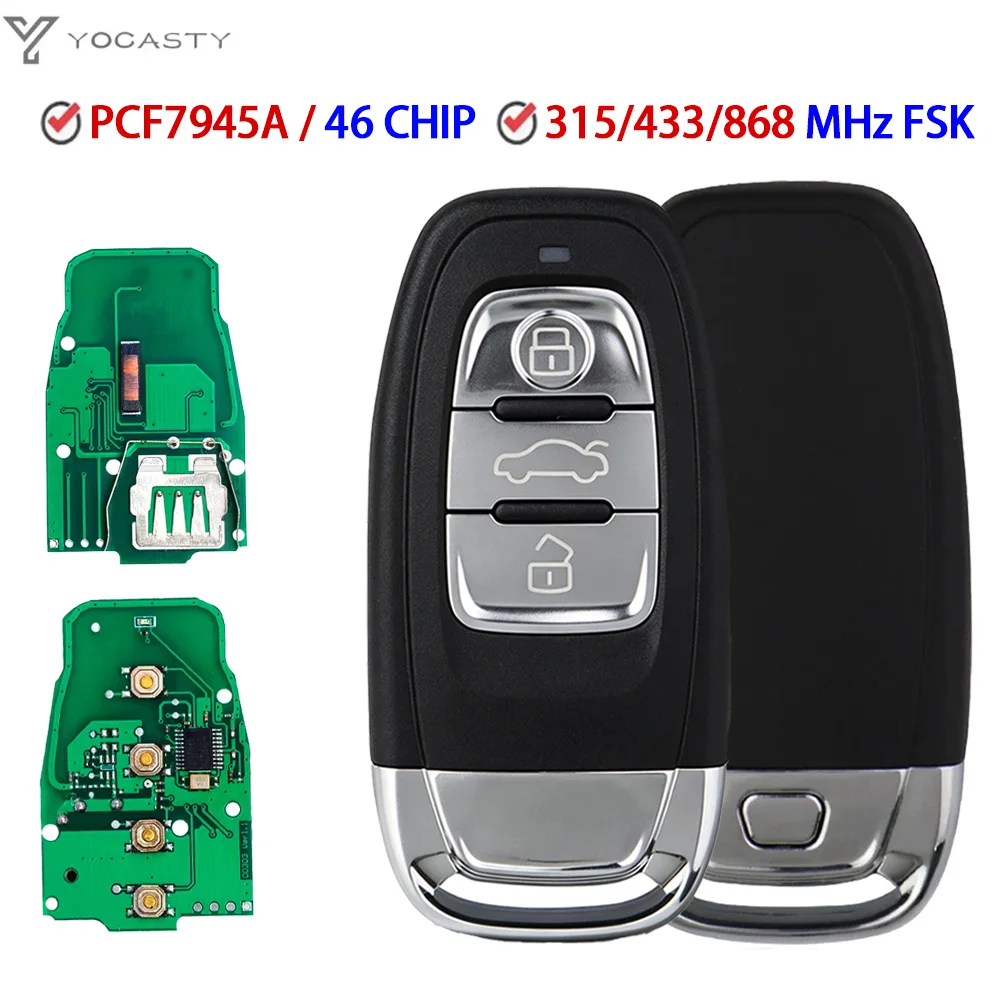 YOCASTY 8T0959754C 8T0959754D Smart Remote Car Key 315MHz/433MHZ/868MHZ For Audi 2008-2014 A4 A4L A5 Q5 8K0959754G 8K0959754E