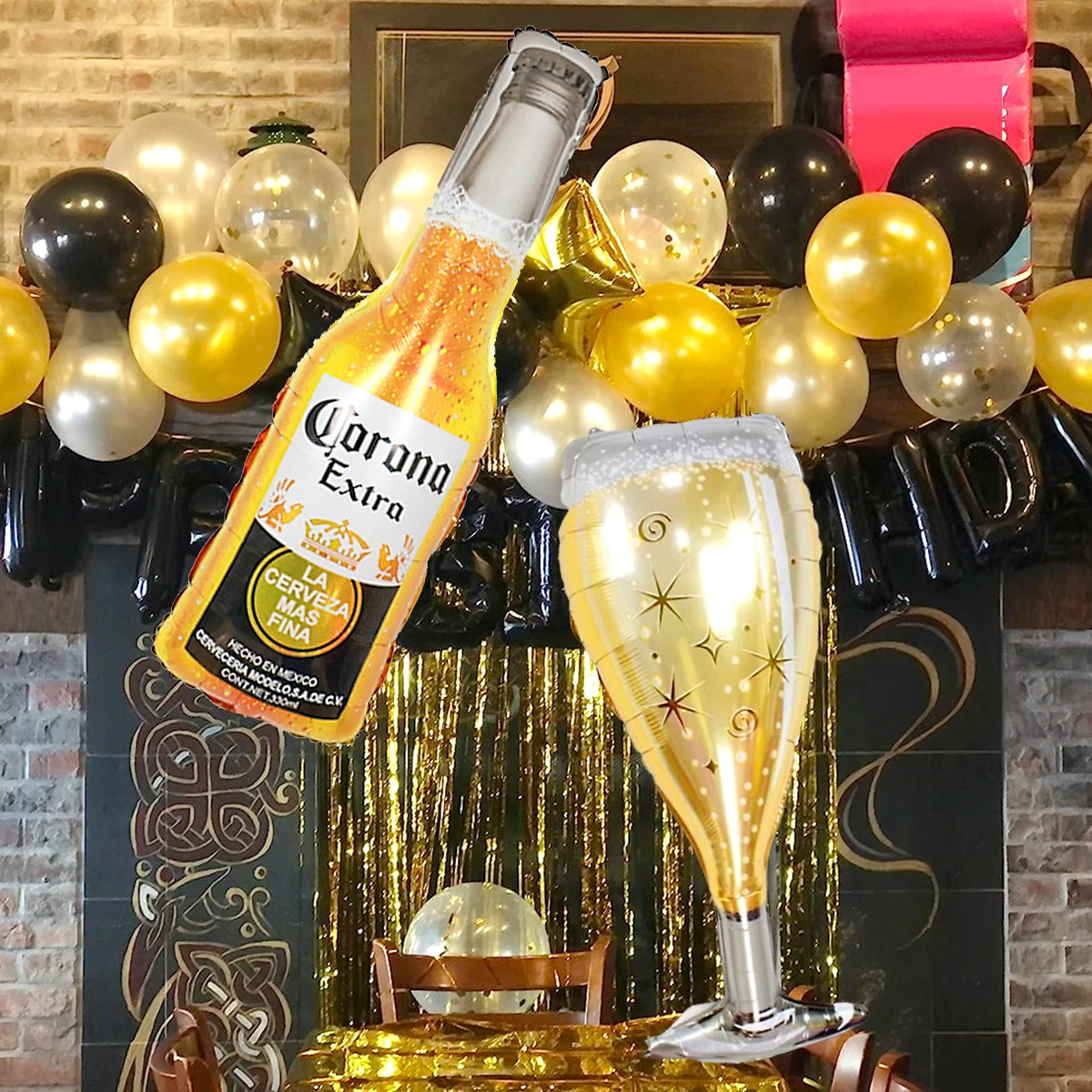 Globos para botellas de vino, globos dorados de cristal de champán, decoración para fiesta de cumpleaños, Oktoberfest, Bar, aniversario, despedida de soltero, 2 uds.