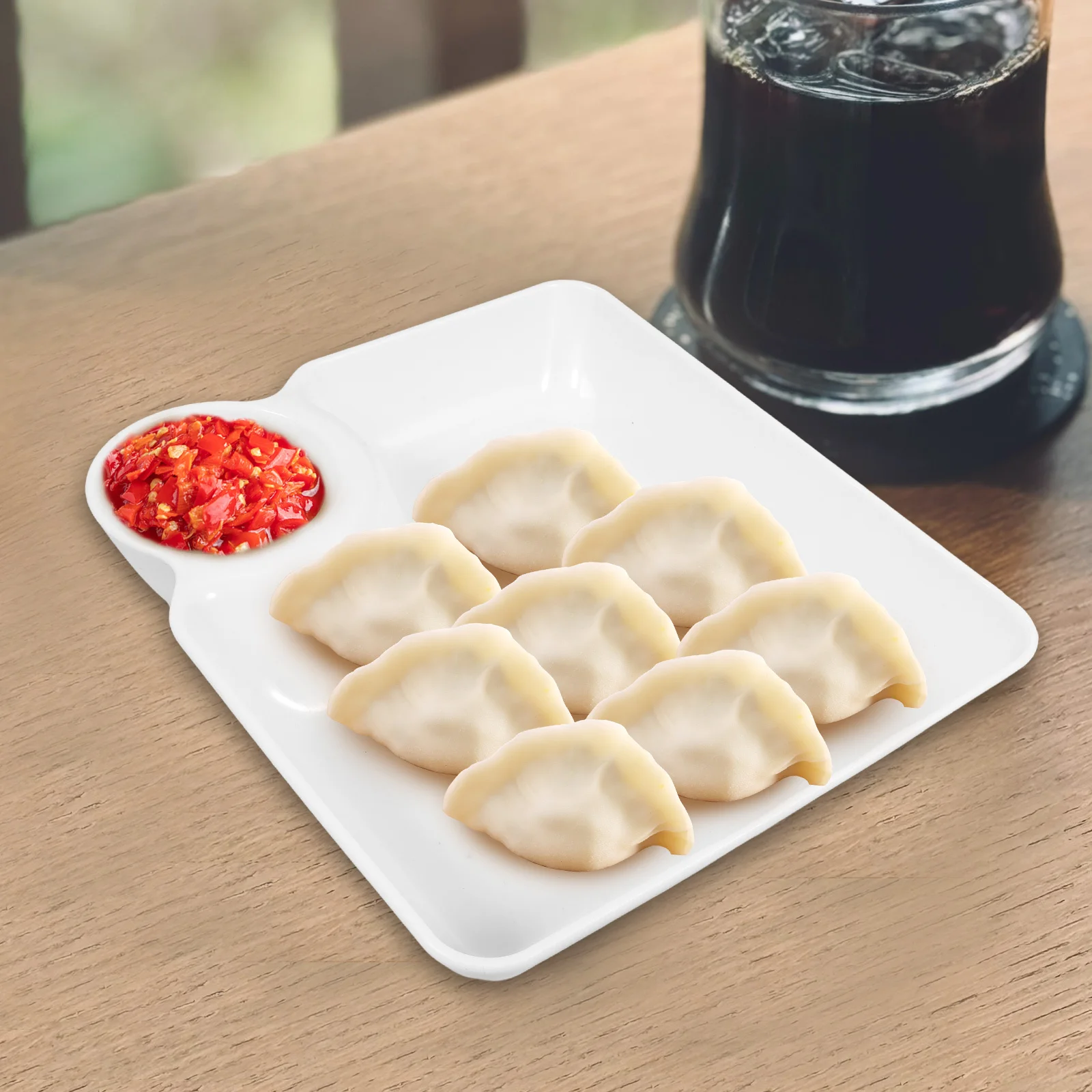 

8Pcs Serving Plates for Entertaining Divided Dipping Sauce Plate with Holder Chip Dip Platter Space Efficient Kitchen Tray