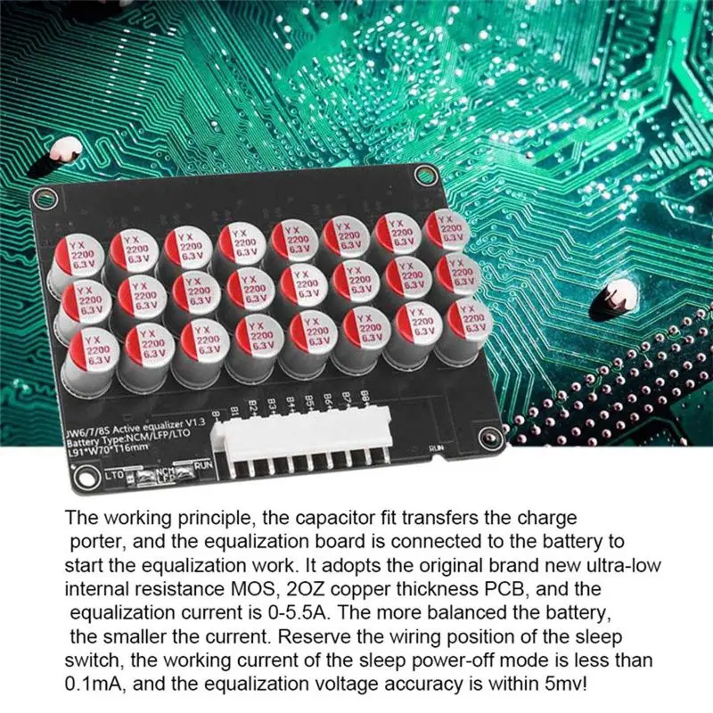 AS62 Whole Group Balancer 8S 5A Active Lithium Lipo Lifepo4 Battery Equalizer Energy Transfer Capacitor BMS Board with Shell