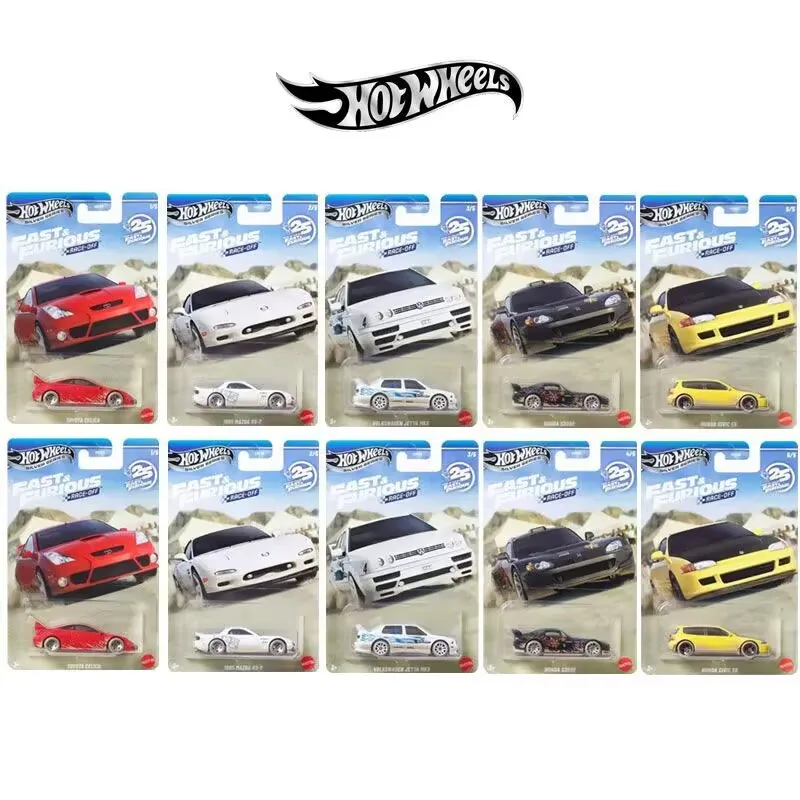 

Коллекционная модель автомобиля 2026 Silver Series Fast & Furious Hot Wheels Race-Off: Toyota, Mazda, VW, Honda Civic, масштаб 1:64, литой металлический корпус