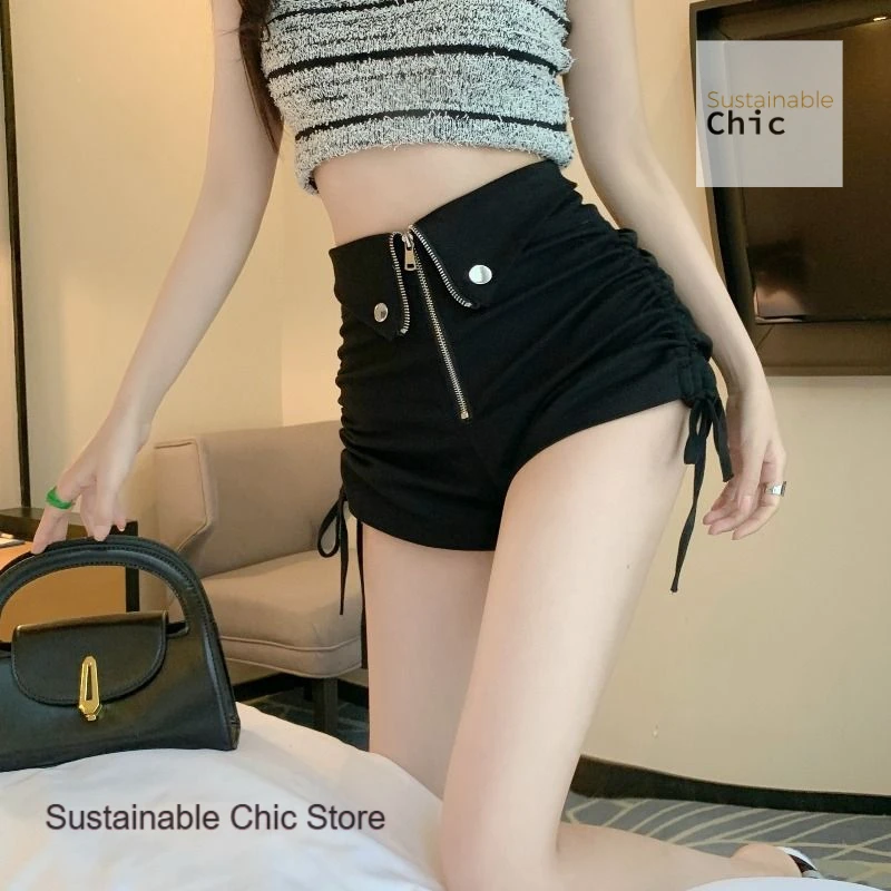 Pantaloncini casual dritti coreani Spice Girl moda estiva femminile temperamento nero casual Joker pantaloni a gamba larga slim a vita alta.