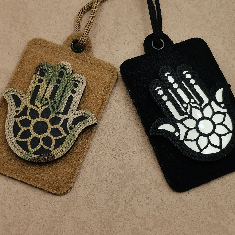 Henna Palm Hand of Fatima Reflective Patch Tactical Morale Badge Backpack Sticker Luminous Hook and Loop Patches for Clothing