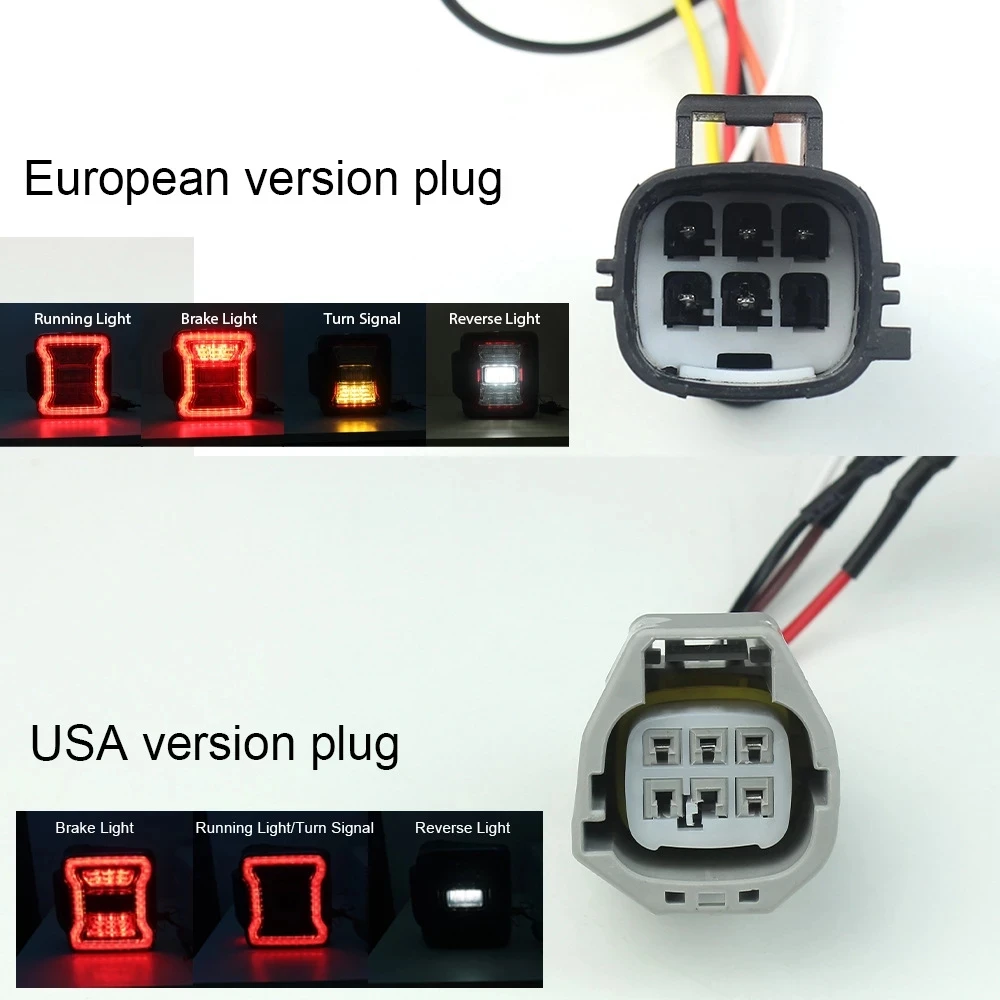 Conjunto de luz traseira led para carro, 2 peças, para jeep wrangler jk 2007-2017 drl, freio de fumaça vermelha, sinal de seta reversa, lâmpada traseira 12v