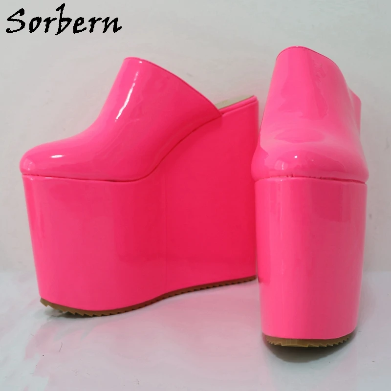 Sorbern 20Cm Wedge High Heel Mules Pump Slip On Shoes For Women Platform Custom Unisex Summer Shoes Modify Height