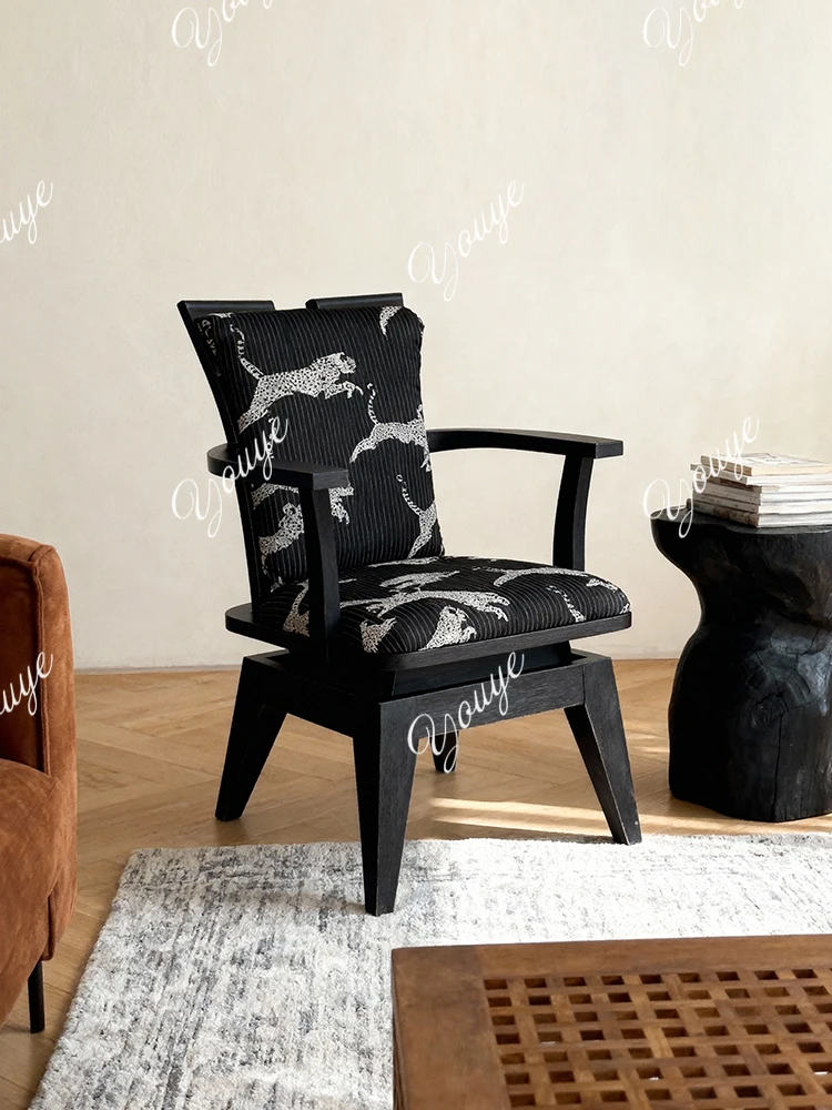 

B & B rotating leisure chair designer dining book chair medieval retro style solid wood sofa chair